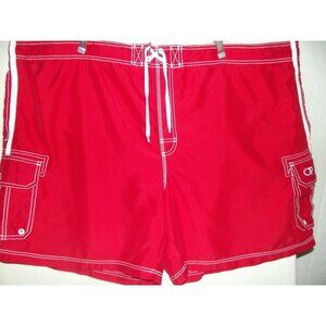 OP Swim Trunks Mens 4XL (52-54) red white 8" inseam lined shorts pockets